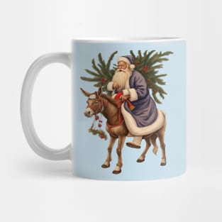 Olde German Father Christmas Riding A Donkey Cut Out Mug